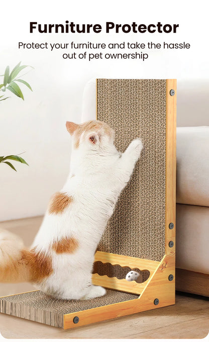 ROJECO Cat Scratcher Cat Scratching Board For Cats Toys L-Shaped Claw Grinding Scraper Mat Cat Furniture Protector Accesories