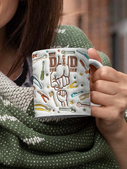 Personalized Dad Mug for Father's Day Custom Name Coffee Cup with 3D Text Effect Custom Name Coffee Cup Gift for Daddy Grandpa
