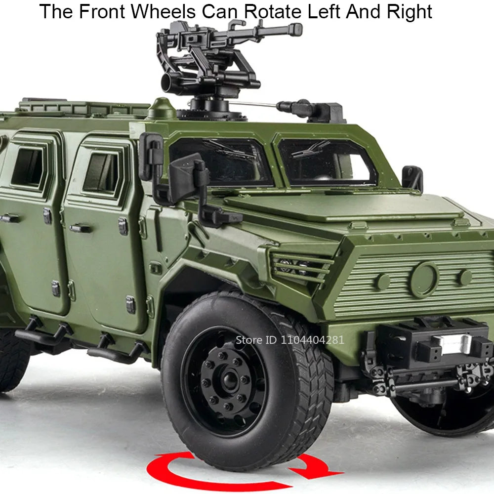 Dongfeng M-Terrain 1:18 Alloy Car Toys Miniature Model Diecast Military Vehicle Sound Light Pull Back Doors Opened Kid Xmas Gift