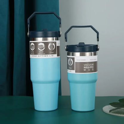 Thermal Water Bottle With Straw Outdoor Sport Coffee Cup Car Insulated Cup Tumbler Vacuum Flask Travel Thermal Mug 20oz/30oz