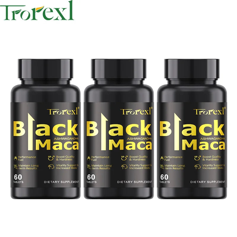 Natural 60 Tablets Black Maca ERECTEnhancer, Male Power Strength Supplements for Volume Enhancing, Max Stamina Capsule for Man