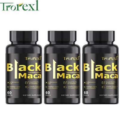 Natural 60 Tablets Black Maca ERECTEnhancer, Male Power Strength Supplements for Volume Enhancing, Max Stamina Capsule for Man