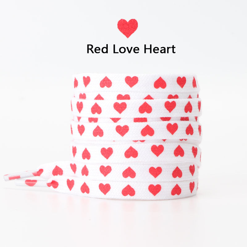 New Flat Love Heart Shoelaces for Women's Men's Sneakers Suitable for AJ/AF1 High Canvas Shoe Laces Sport Shoelace for Shoes