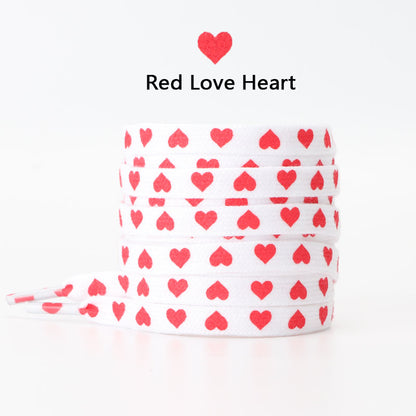 New Flat Love Heart Shoelaces for Women's Men's Sneakers Suitable for AJ/AF1 High Canvas Shoe Laces Sport Shoelace for Shoes