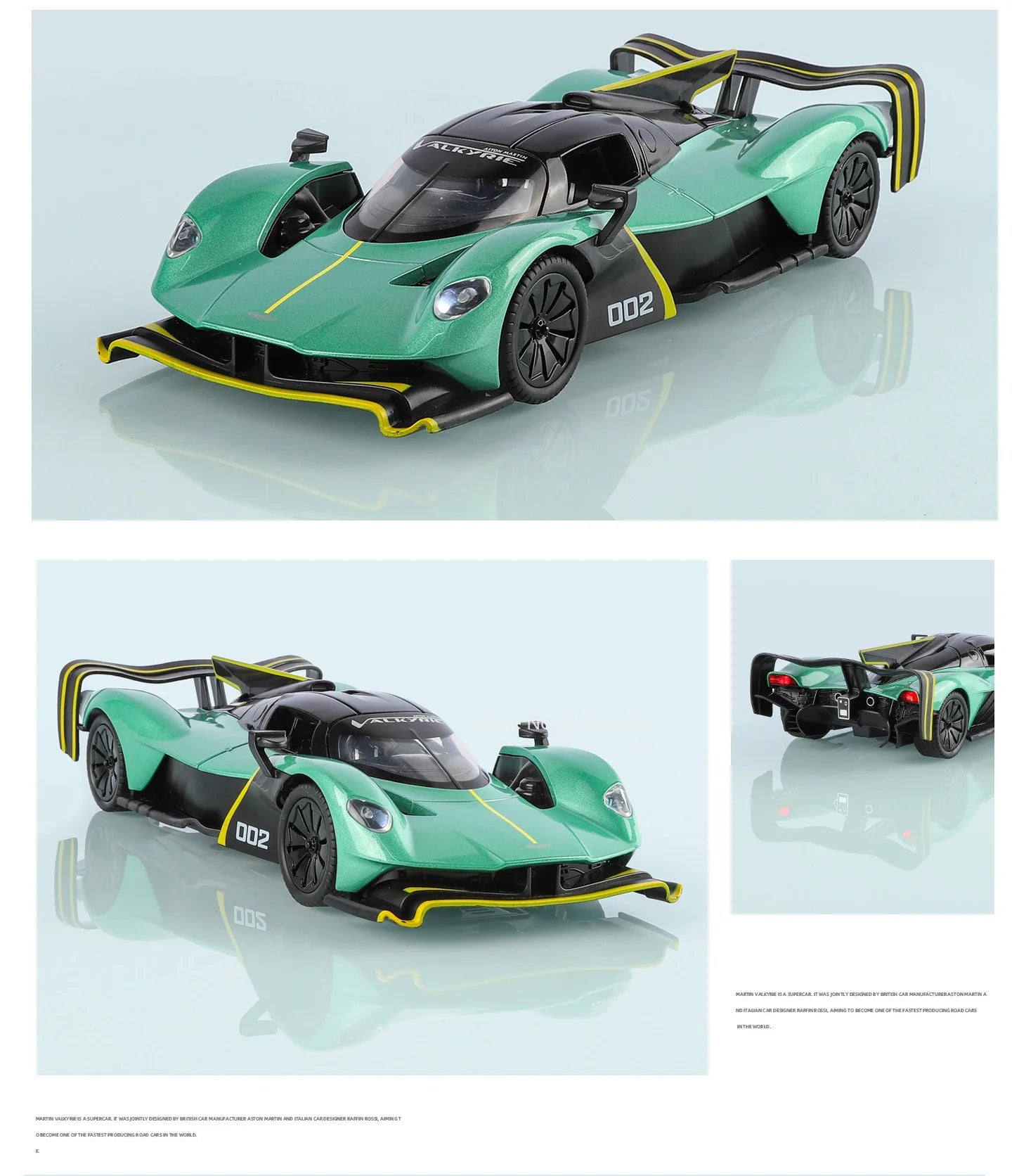 Valkyrie GT-R50 Sports 1:24 Car Model Toy Diecast Alloy Doors Opened Sound Light Supercar Collectible Ornaments Toy Gifts