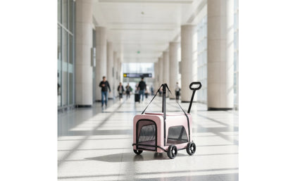 Rolling Pet Carrier Foldable Wheeled Pet Carrier Smooth Spacious for Small Pets, Travel, Vet Visits