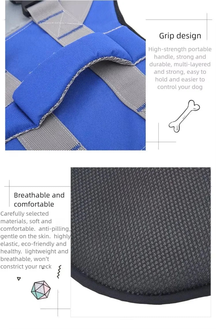 Reflective Dog Life Jacket Adjustable Breathable Pet Safety Vest Enhanced Buoyancy Oxford Cloth Swimming Clothes Beach
