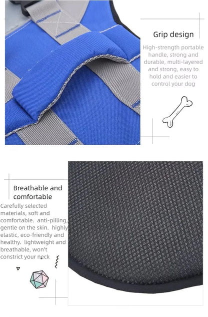 Reflective Dog Life Jacket Adjustable Breathable Pet Safety Vest Enhanced Buoyancy Oxford Cloth Swimming Clothes Beach