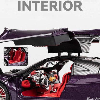 Pagani Huayra 1:18 Model Car Diecast Alloy Sport Cars Sound Light Pull Back Shock Absorption Models Festival Gift