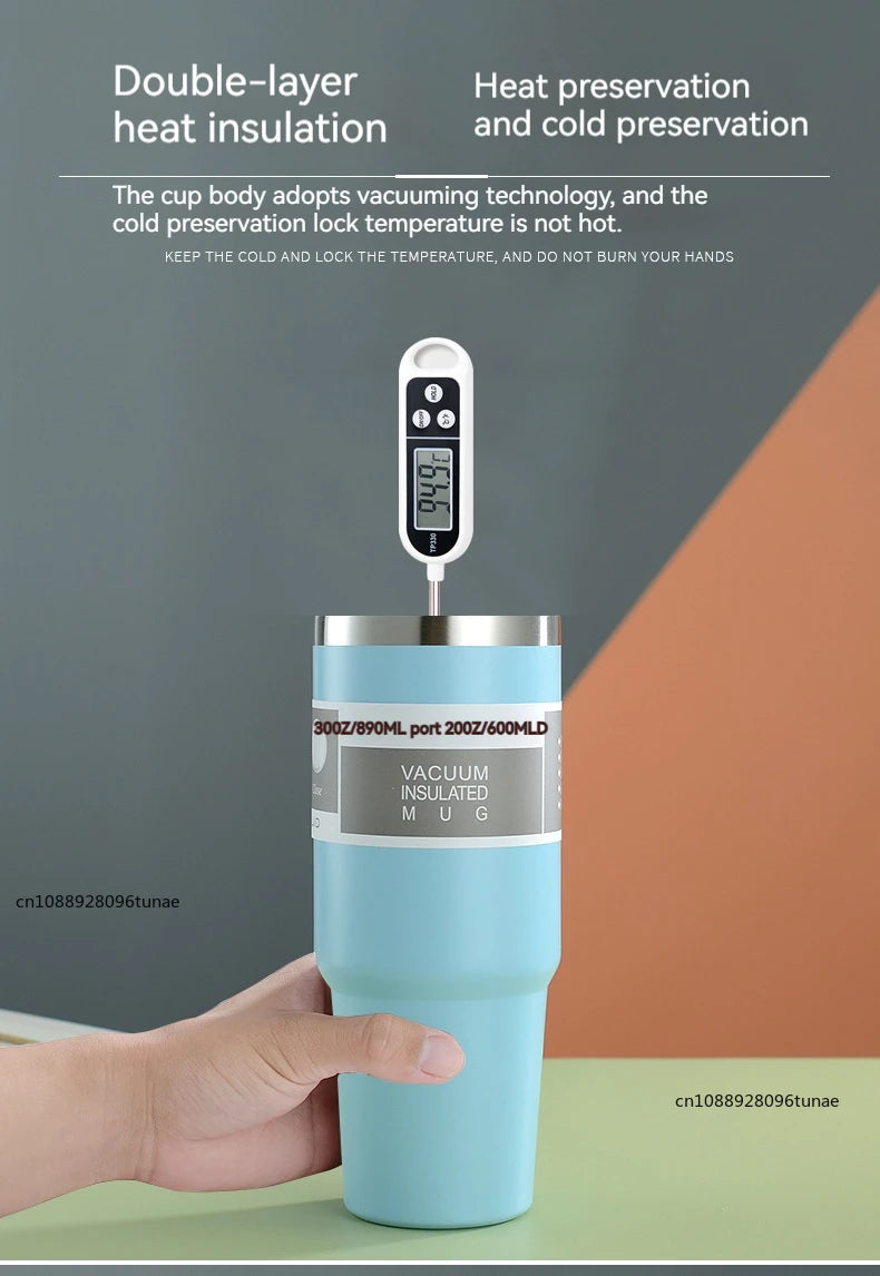 Thermal Water Bottle With Straw Outdoor Sport Coffee Cup Car Insulated Cup Tumbler Vacuum Flask Travel Thermal Mug 20oz/30oz
