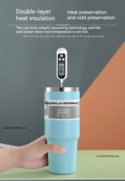 Thermal Water Bottle With Straw Outdoor Sport Coffee Cup Car Insulated Cup Tumbler Vacuum Flask Travel Thermal Mug 20oz/30oz