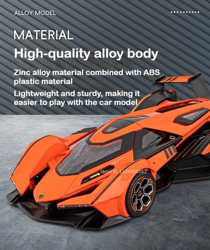 Lambor V12 Apollo EVO 1:18 Model Car Diecast Alloy Car Doors Opened Sound Light Pull Back Miniature Sportscar Collect Decoration
