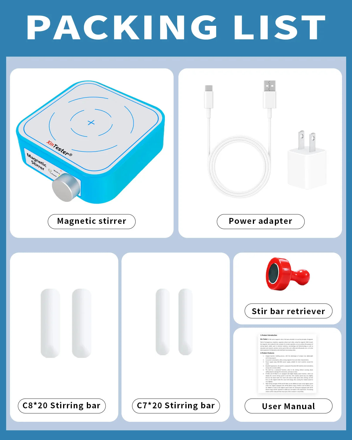 Xin Teste 3000RPM Mini Magnetic Stirrer, 3000ml  Stirrers for Low Viscosity Liquid, No Heating Basic/Rechargeable