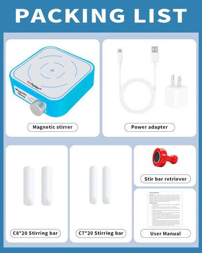 Xin Teste 3000RPM Mini Magnetic Stirrer, 3000ml  Stirrers for Low Viscosity Liquid, No Heating Basic/Rechargeable