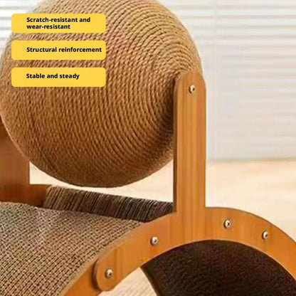 Wooden 2-in-1 Cat Scratcher, Ferris Wheel Vertical Scratching Ball, Sisal Ball, Honeycomb Grab Board, Wear-Resistant,Pet Toy
