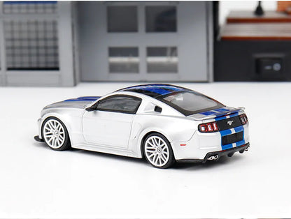 GDO & DCM 1:64 Ford Mustang GT NFS Silver Blue Need for Speed Movie Edition Alloy Car Model