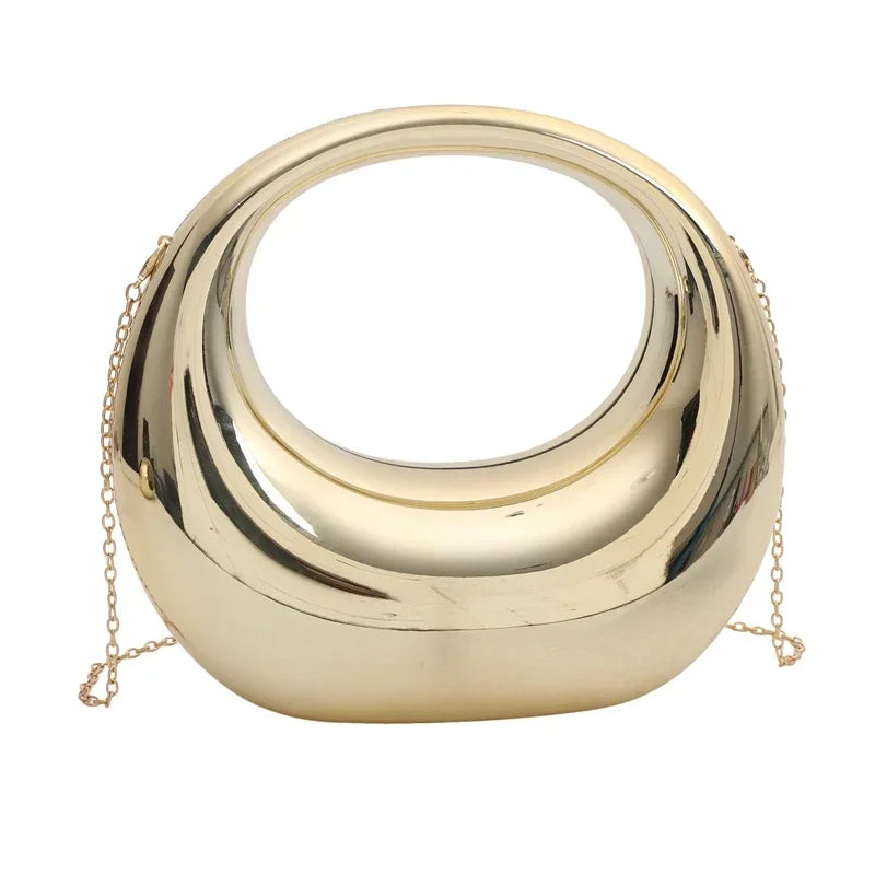 Hot Selling Women's Crossbody Bag 2026 New PVC Metallic Luster Half Moon Party Banquet Women's Bag Luxury Handbag Женская Сумка