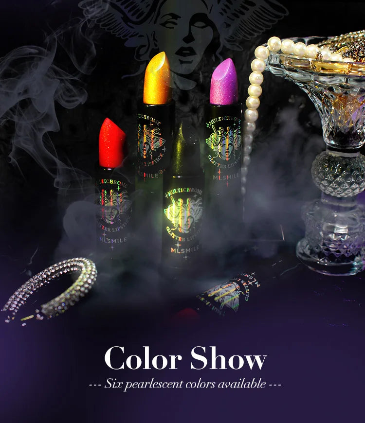 Glitter Lipstick Waterproof Long Lasting Diamond Pearlescent Metallic Lipstick Black Lipgloss Women Lips Makeup Cosmetic  - 6Colors