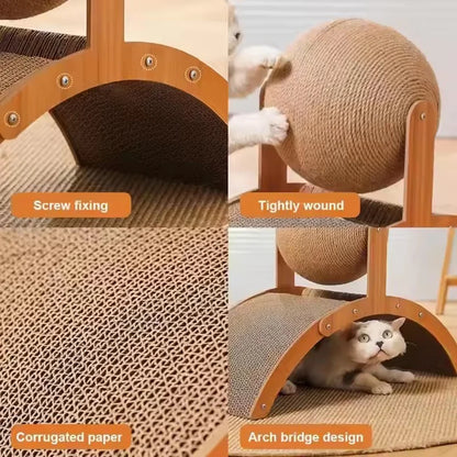 Natural Sisal Ball Arch Cat Scratcher Toy Corrugated Paper Cat Claw Grinding Board Self Playing Cat Toy For Indoor Cats
