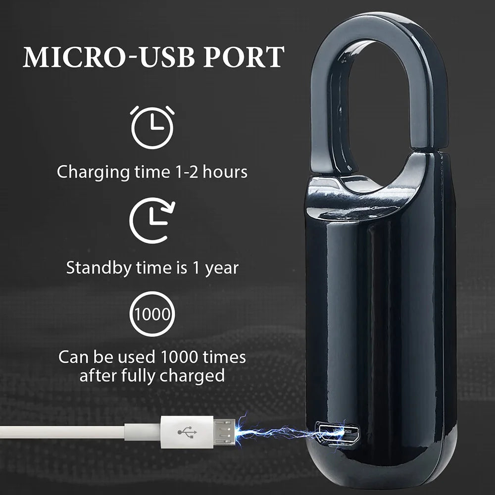 Smart Fingerprint Padlock for Locker Small Rechargeable Fingerprint Lock Keyless Biometric Thumbprint Padlock Locker Suitcase Luggage  Backpack