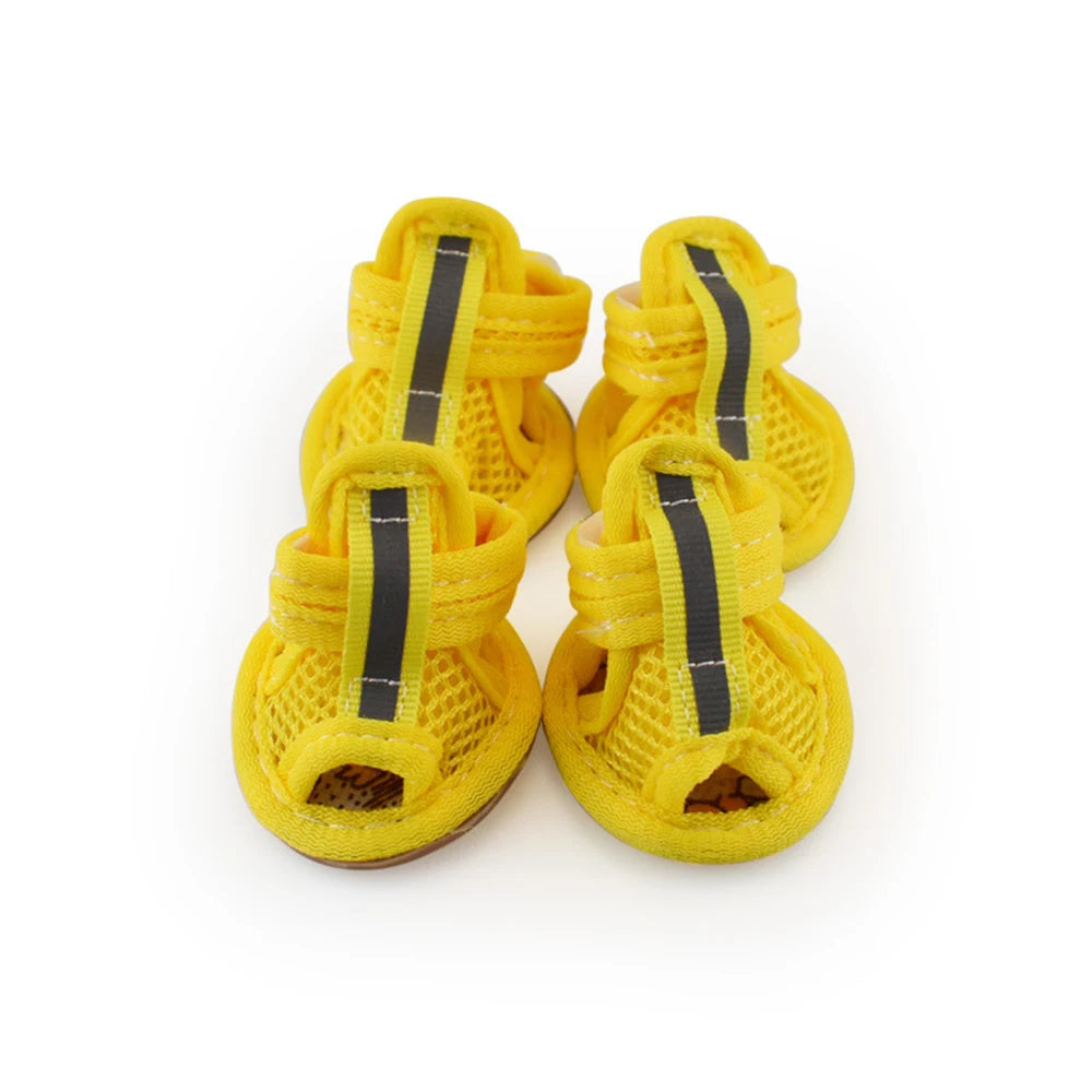 4PCS/set Summer Dog Shoes Breathable Sandals for Dog Cat Walking Running Outdoor Anti Slip Paw Protectors & Pet Gifts