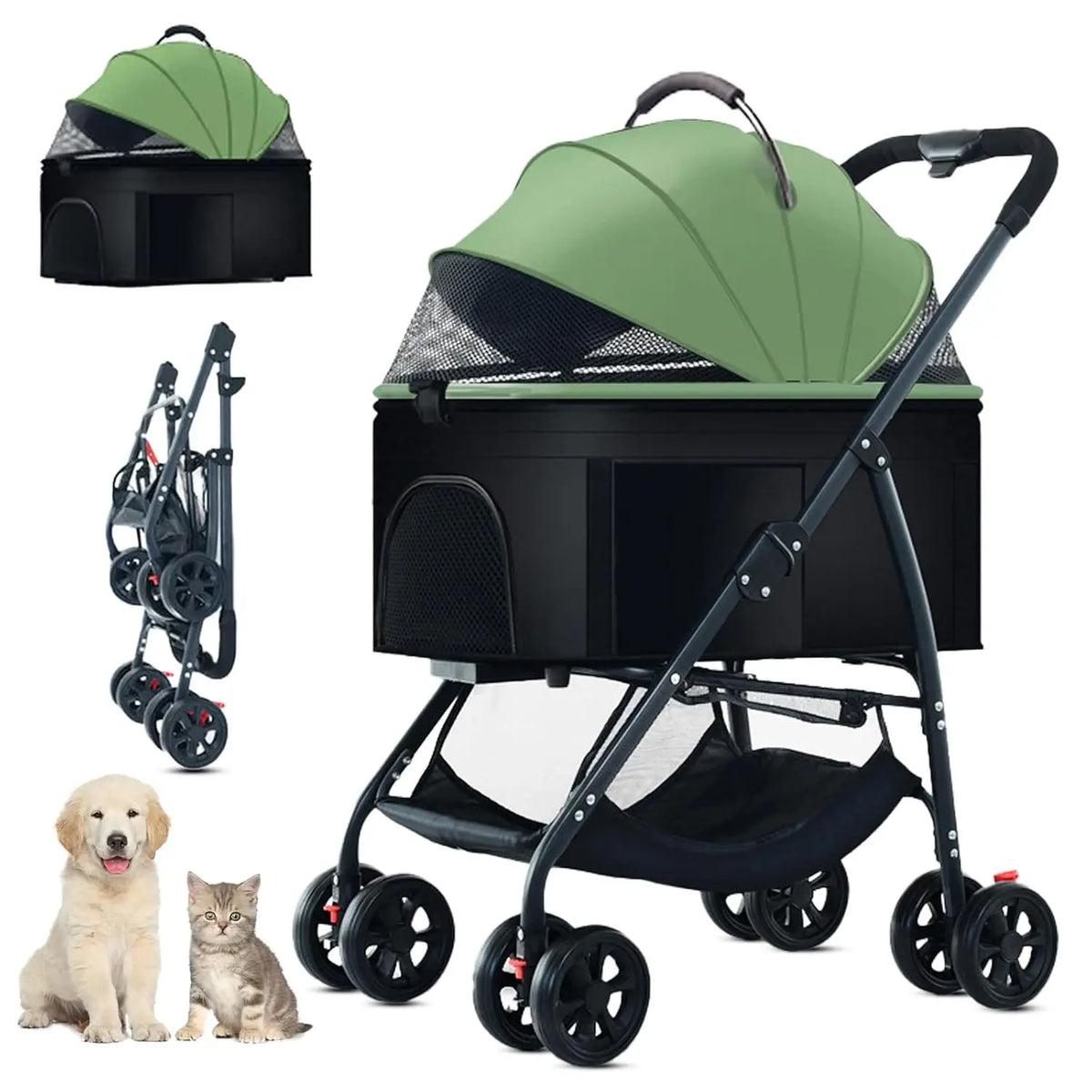 Dog Carrier Backpack 3-in-1 Pet Stroller Wagon Removable Carrier Cat Stroller for Medium Dogs Up to 55lbs Daily Travel Use