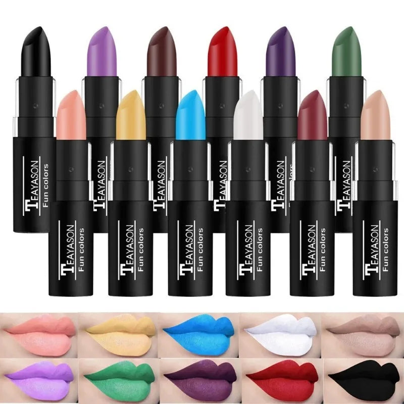 Nude Lipstick Matte Velvety Vampire Makeup Punk Black Lip Gloss Smooth Waterproof Lasting Durable Dark Paint Cosmetics -12 Colors