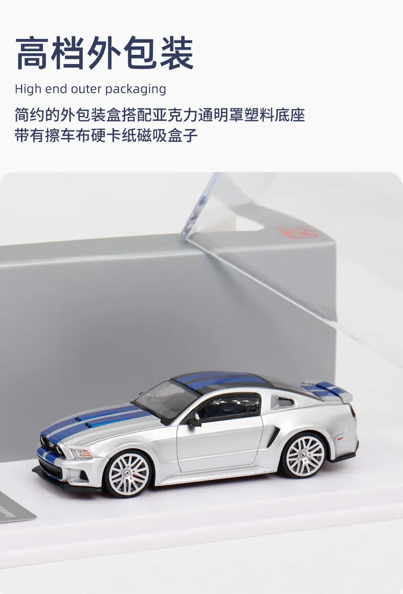 GDO & DCM 1:64 Ford Mustang GT NFS Silver Blue Need for Speed Movie Edition Alloy Car Model