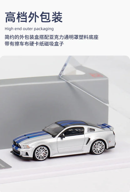 GDO & DCM 1:64 Ford Mustang GT NFS Silver Blue Need for Speed Movie Edition Alloy Car Model