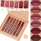 handaiyan 6 colors matte velvet lip glaze set waterproof non-fading, non-stick cup smudge-proof lip gloss set