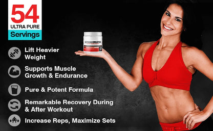 Micronized Creatine Monohydrate Powder, 99.99% Pure Creapure for Muscle Growth, Strength & Performance, Supports Muscle Recover