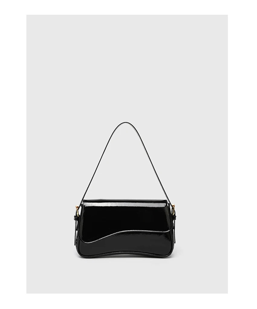 Red Patent Leather Armpit Bag for Women Solid Color Hasp Glossy Surface Shoulder Bags American Simple Female Fashion Handbag