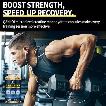 Creatine Monohydrate Capsules, Keto Friendly, 3000mg,  Pre-Workout & Muscle Strength Support | Easy to Swallow