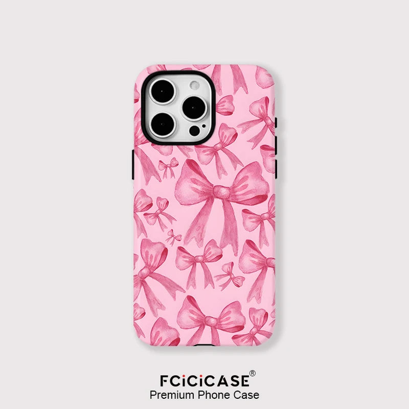 Luxury For Magesafe Magnetic Wireless Charging Case For iPhone 11 12 13 14 15 16 Pro Max Plus Shockproof Lovely Pink Bow Cover