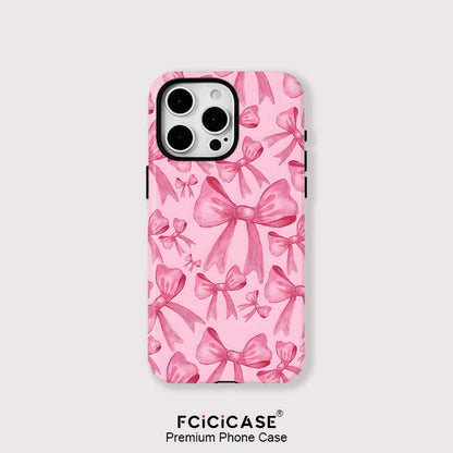 Luxury For Magesafe Magnetic Wireless Charging Case For iPhone 11 12 13 14 15 16 Pro Max Plus Shockproof Lovely Pink Bow Cover
