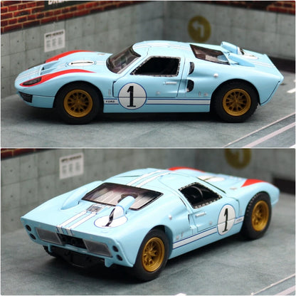 KiNSMART Toy Car Model 1/32 1966 Ford GT40 MKII Racing Rally Alloy Diecast Miniature Vehicle Collection Gift For Children Boy