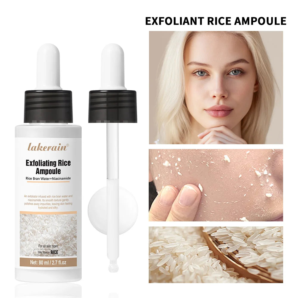 Lakrain Rice Peeling Ampoule Soft Exfoliating Face and Body Scrub Dead Skin Cells Blackhead Remover for All Skin Types  korean skin care