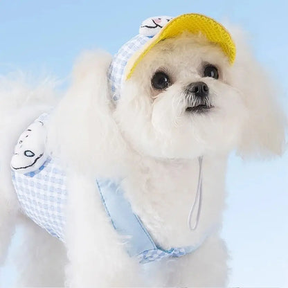 Vest Style Adjustable Dog Harness Set with Traction Rope Mesh Pet Traction Set Soft with Hat Dog Walking Rope Outdoor