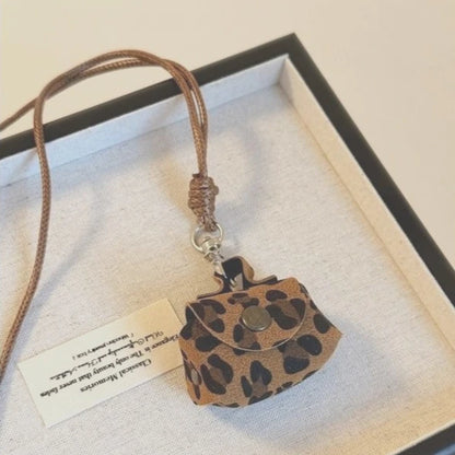 New 2026 Women's Cute Small Leather Bag Pendent Long Necklace Korean Style Fashion Accessories Vintage Versatile Long Lanyard Chain