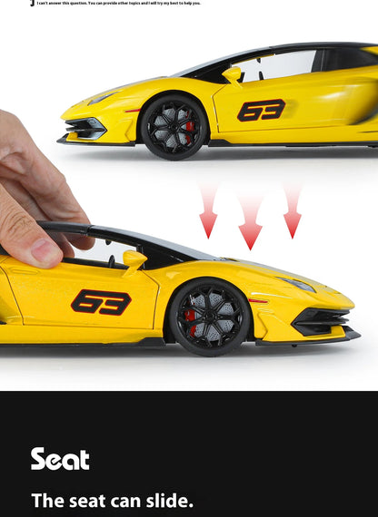 Large 1/18 Aventador SVJ Supercar Model Simulation Interior Details Adult Collection Ornaments