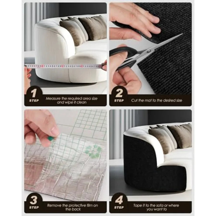 Cat Scratch Mat Trimmable Self-Adhesive Carpet for DIY Cat Climbing and Scratching Solution Ideal for Protecting Cat Couch Furn