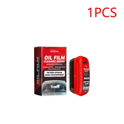 F1204 Car Windshield Oil Film Remover, Windshield Refurbisher, Stain Remover And Cleaning Brush