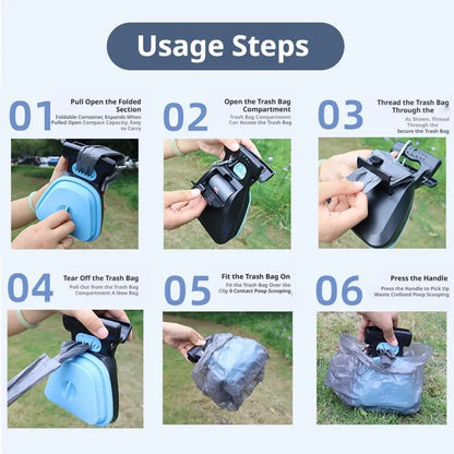 Foldable Pet Shovel Travel Dog Poop Bag Dispenser Poop Scoop Clean Pick Up Excreta Cleaner Animal Excreta Cleaning Tools