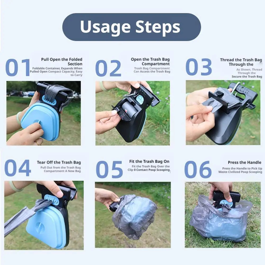 Foldable Pet Shovel Travel Dog Poop Bag Dispenser Poop Scoop Clean Pick Up Excreta Cleaner Animal Excreta Cleaning Tools