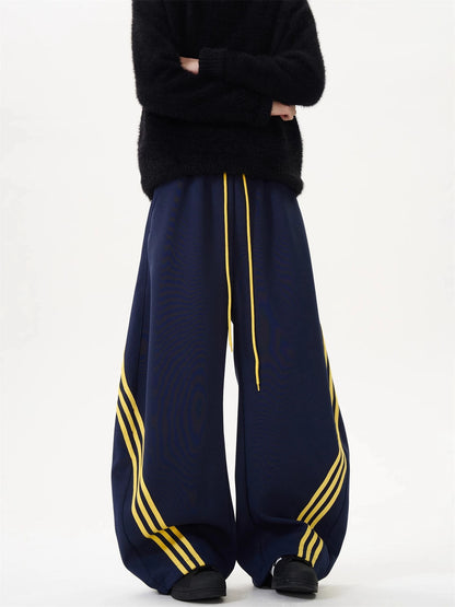 Oversized Wide Leg Sweatpants with Side Stripes Drawstring High Waist Streetwear Casual Loose Baggy Trousers Y2K Women Men Fashion
