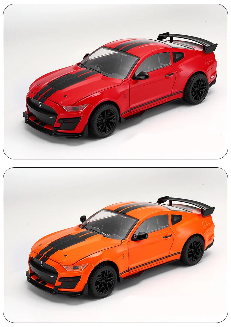 Ford Mustang Shelby GT500  1:18 Alloy Sports Car Model Diecast Metal Racing Car Vehicles Model Sound and Light Toy Gift