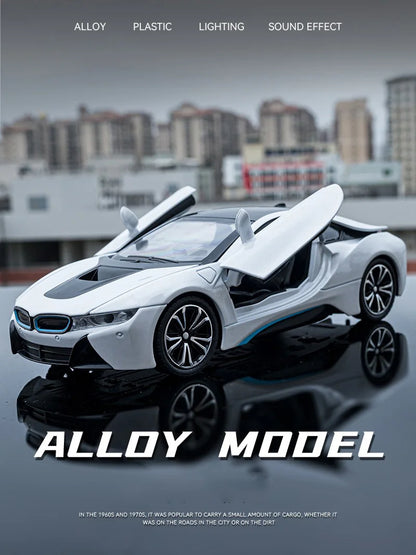 BMW I8 Sports Car Alloy Diecast 1:22 Model Car Vehicle Collection Simulation Sound & Light Toy Car Gifts