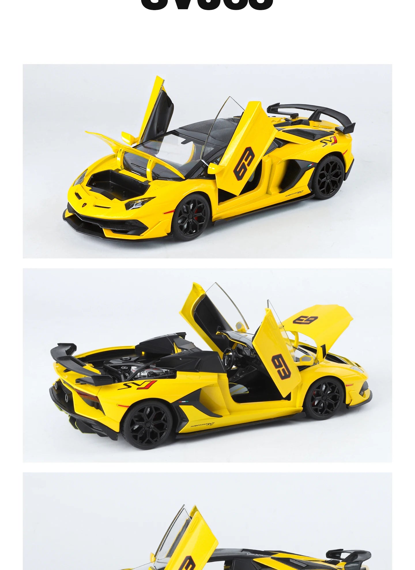 Large 1/18 Aventador SVJ Supercar Model Simulation Interior Details Adult Collection Ornaments
