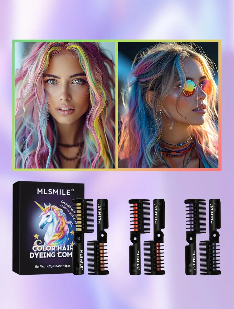 Disposable Hair Color Brush Washable Temporary Dye Comb No Loss Folding Styling Stick For Home DIY Colorful