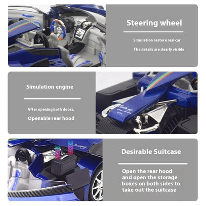 Simulated Super Sports 1:24 Car Zonda Alloy Car Model, Sound and Light Ornaments, Car Collection Toy Gift